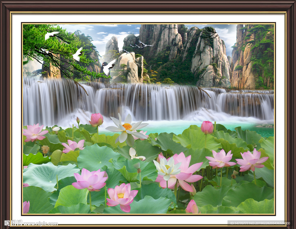 流水生财荷花风景图片