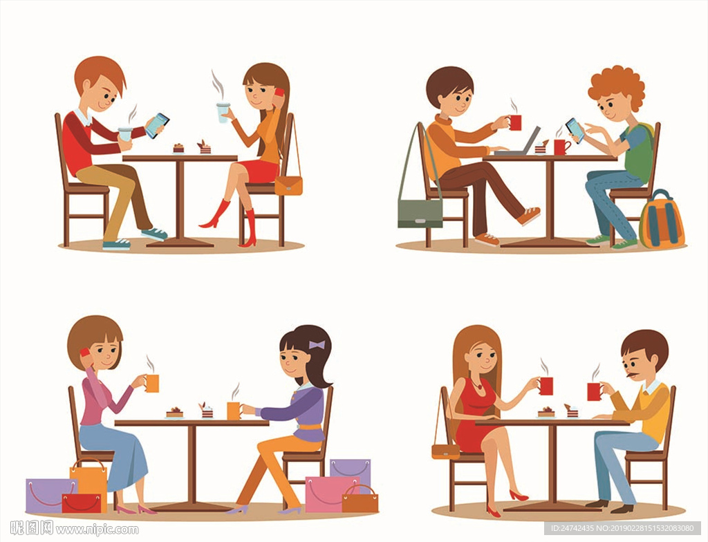约会卡通人物插画