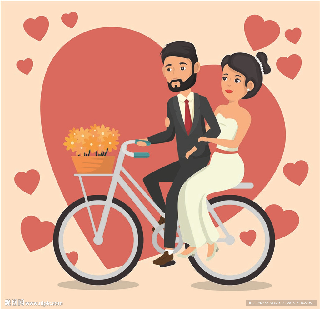 结婚卡通人物插画