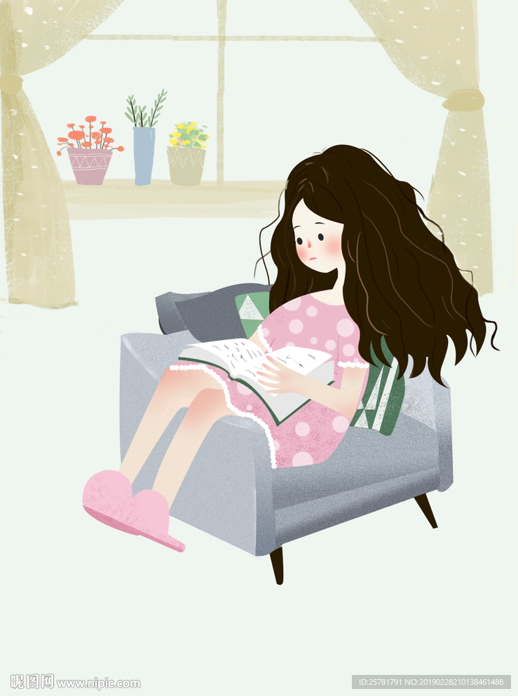 居家插画女孩
