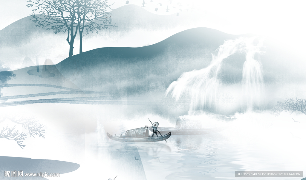 竖幅山水画