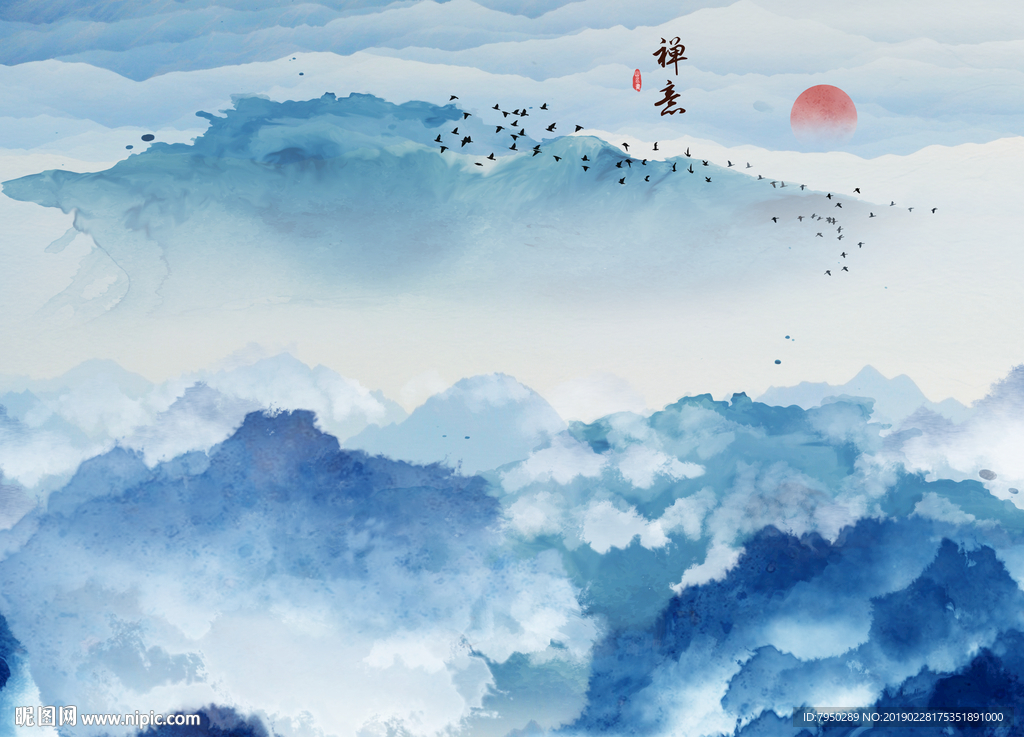 新中式水墨背景墙