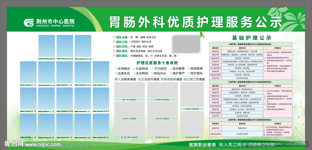 胃肠科优质护理服务公示