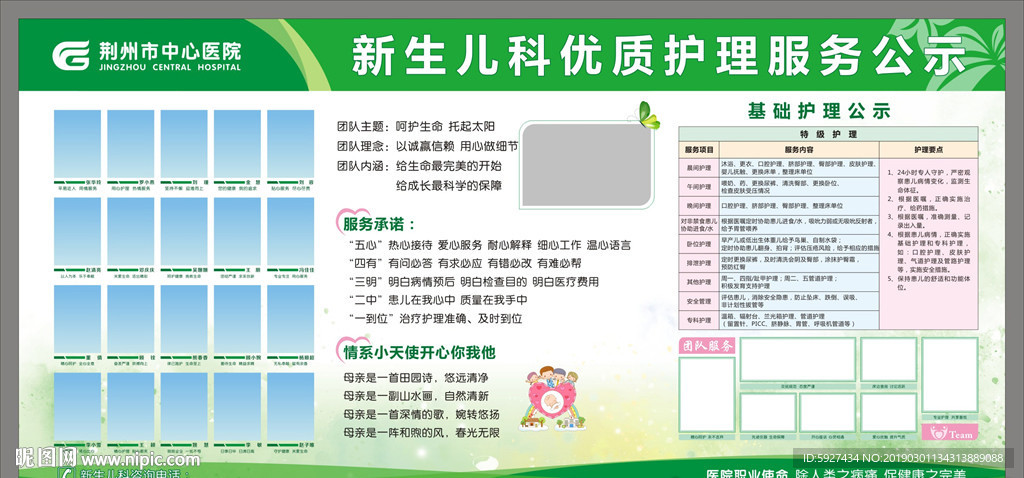 新生儿科优质护理服务公示