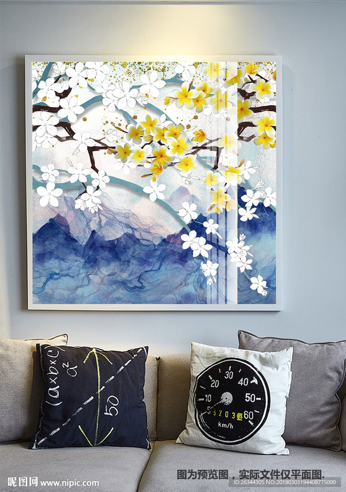 新中式轻奢花鸟无框画装饰画