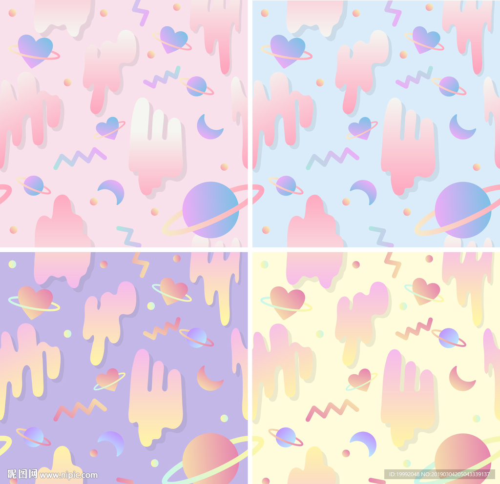 可编辑渐变星球几何平铺背景