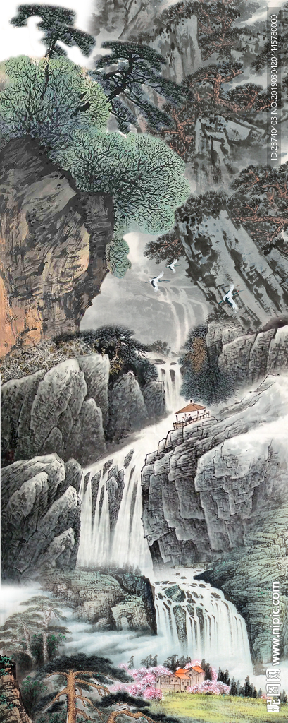 山水国画玄关