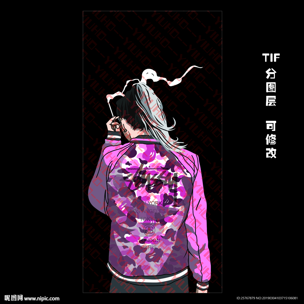 手机壳图案 女孩 抽烟 潮牌