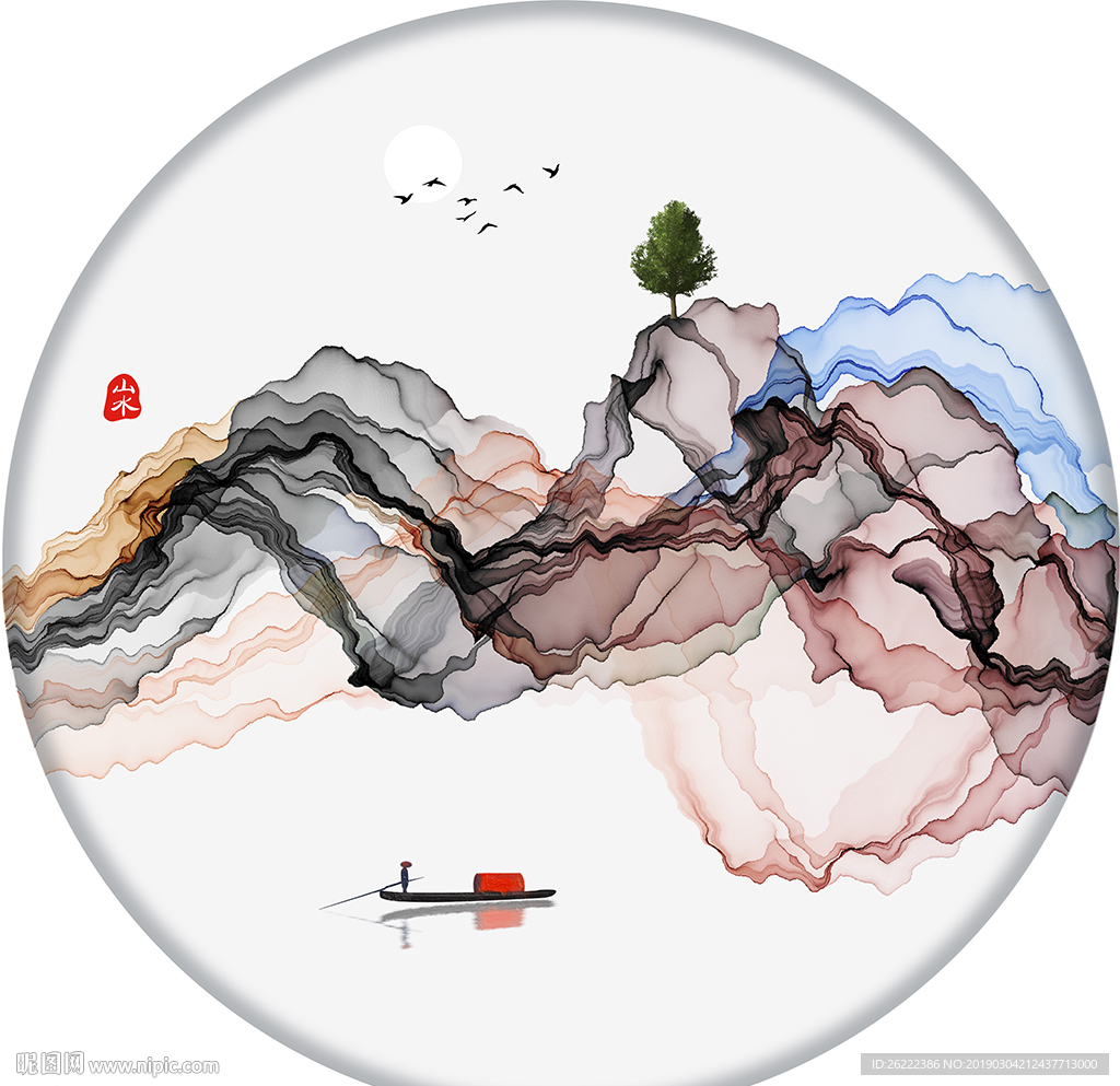 中国风写意山水抽象水墨画意境画图片