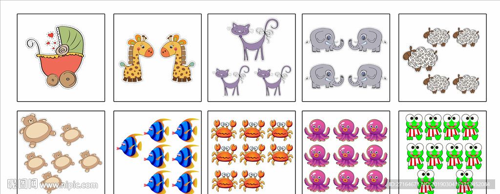 幼儿教学动物数字贴画打印