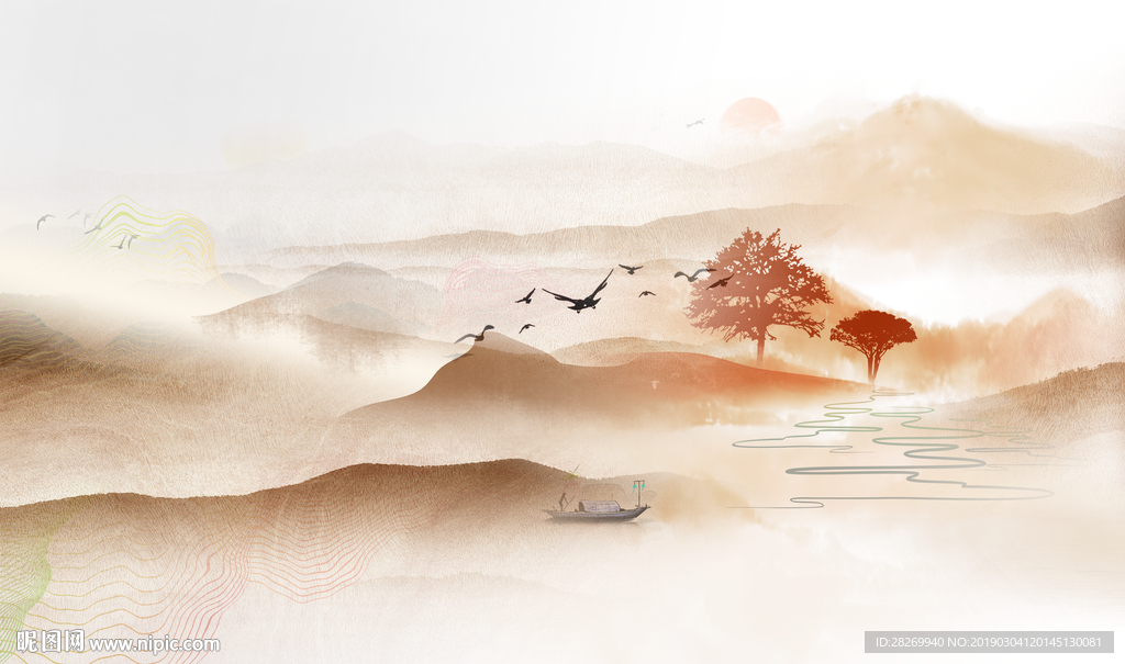 黑白山水