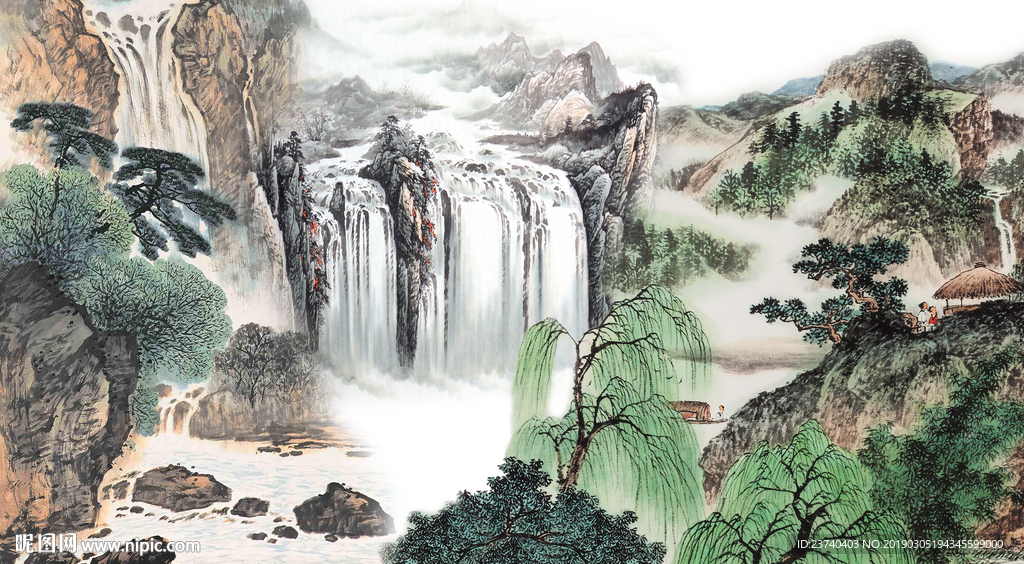 山水国画背景墙