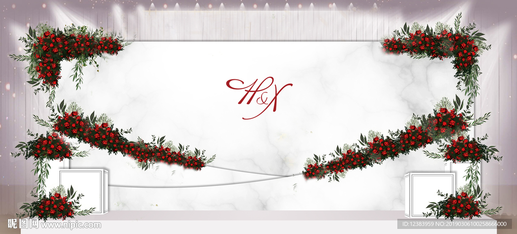 红白色大理石婚礼