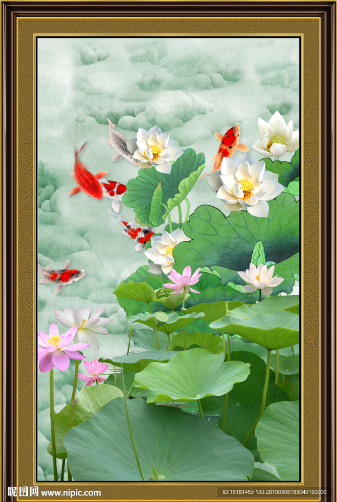 荷花国画