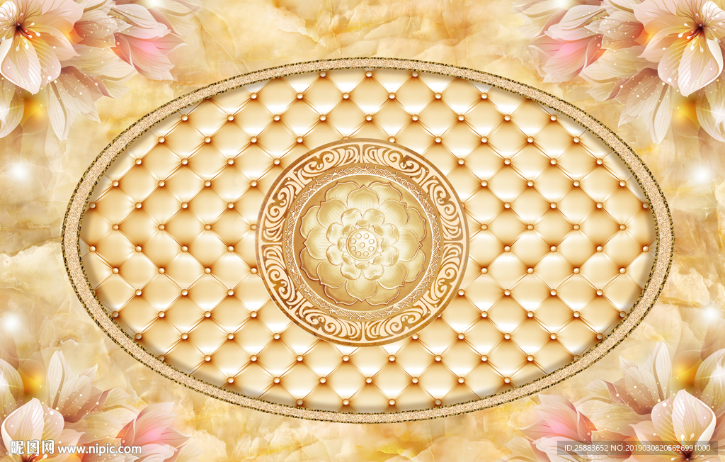 高清欧式鲜花天顶背景