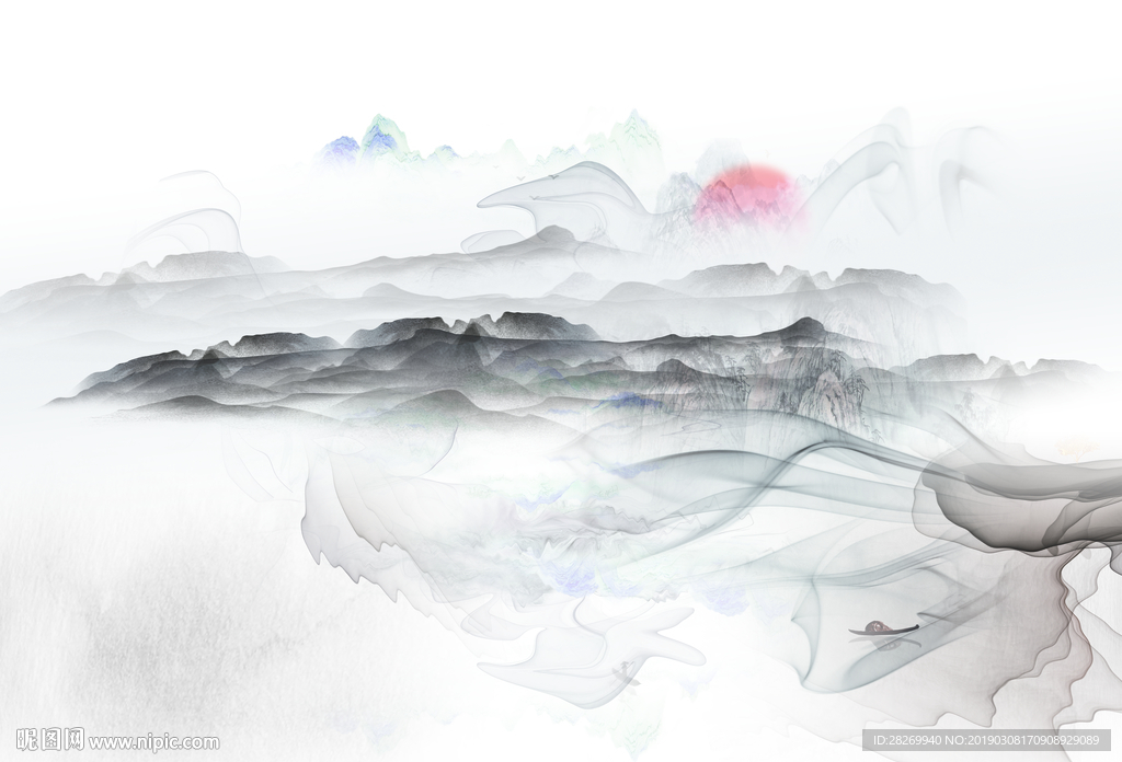 黑白山水画
