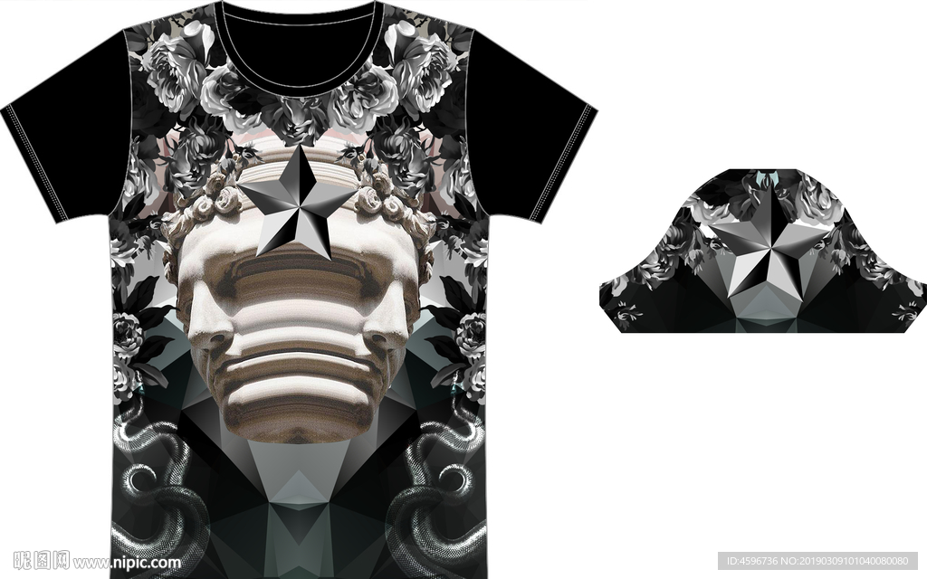 男装T恤数码印花图案高清