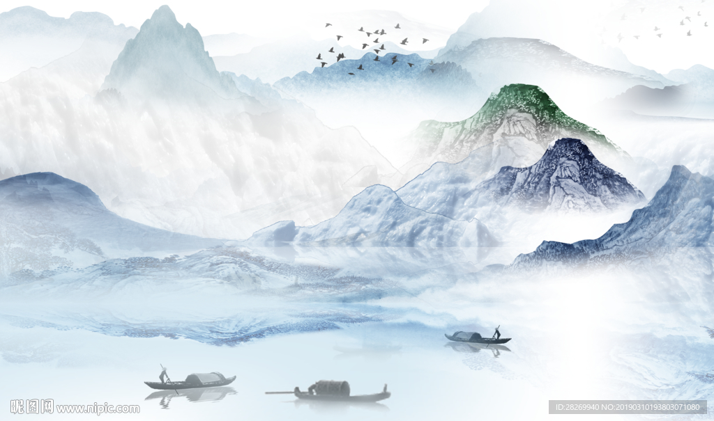 水墨山