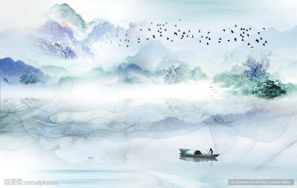 黑白山水画