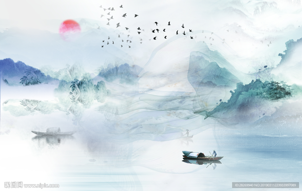 黑白山水画