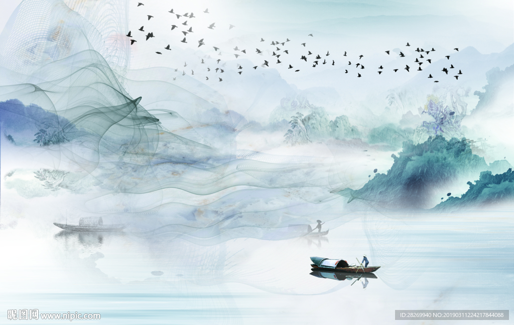 黑白山水画