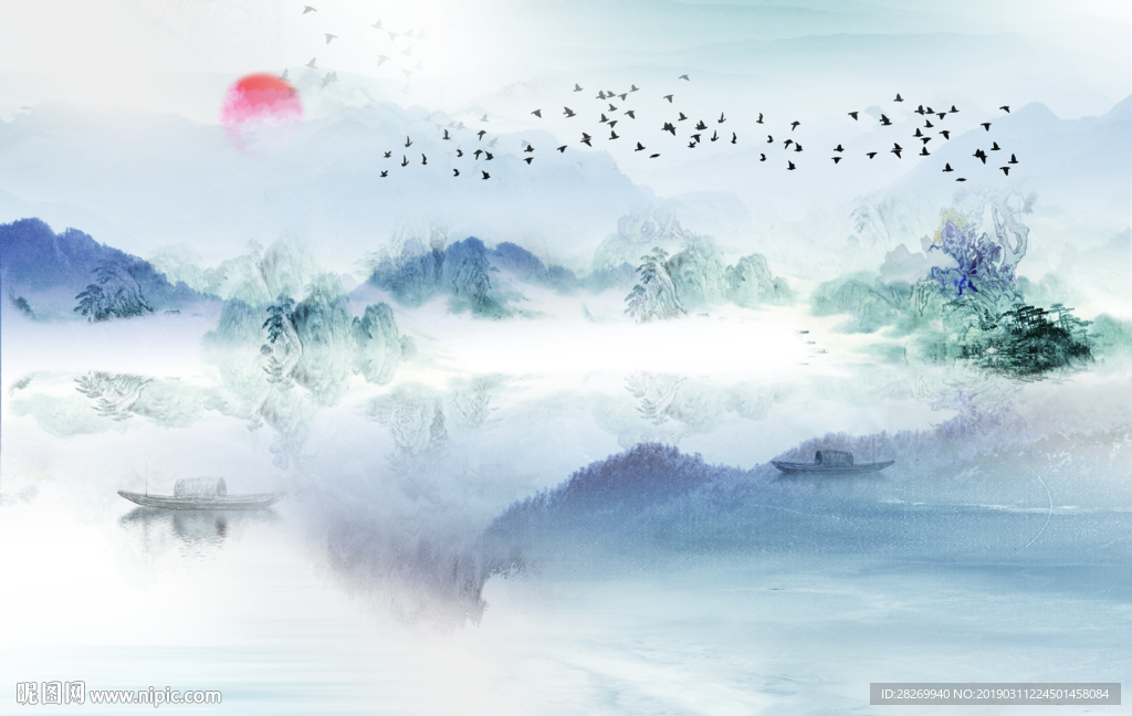 黑白山水画