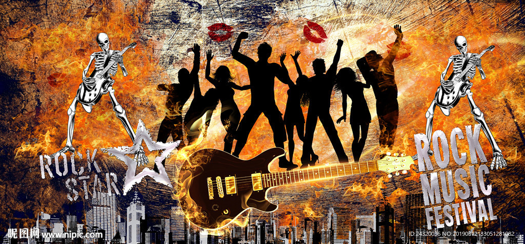 嘻哈摇滚音乐主题装饰画背景墙