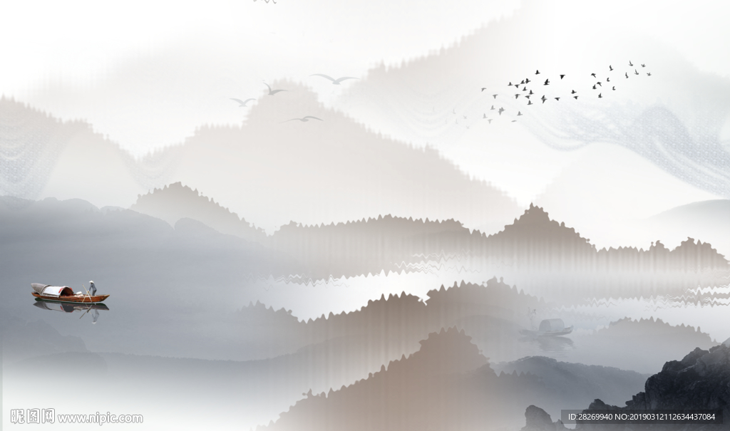 黑白山水画