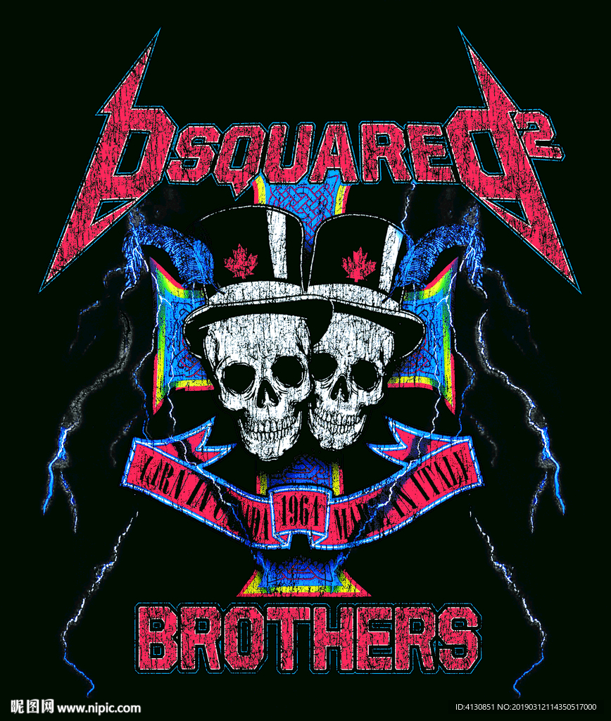 男装数码印花 骷髅印花 炫酷