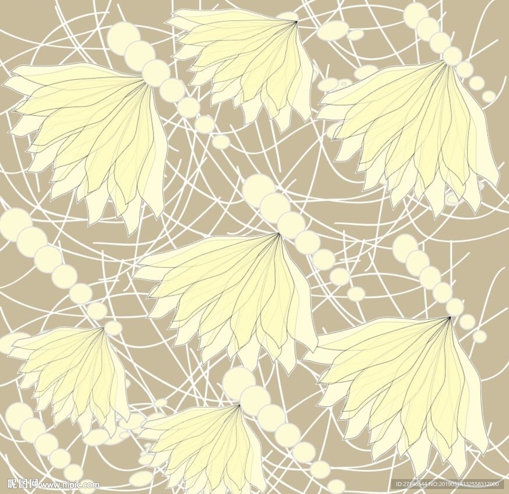 黄色花卉印花图案