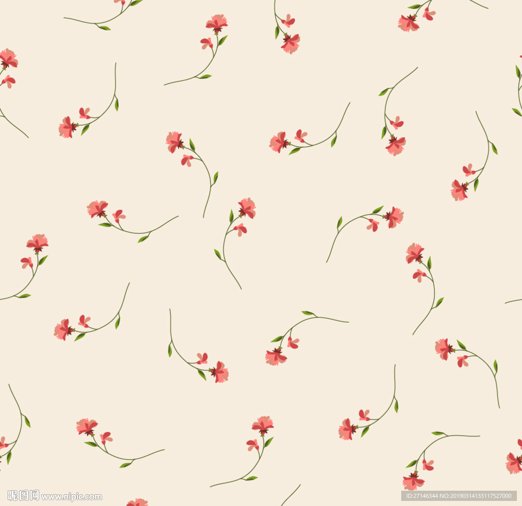 简约小花印花图案