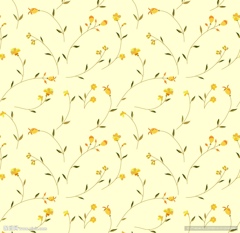 黄色碎花印花图案