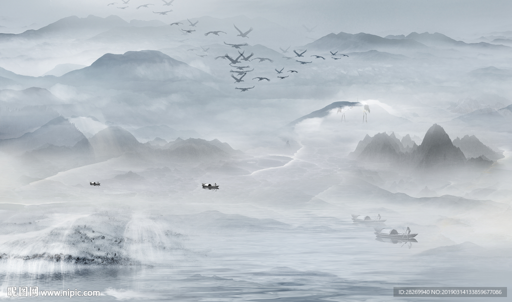 黑白山水