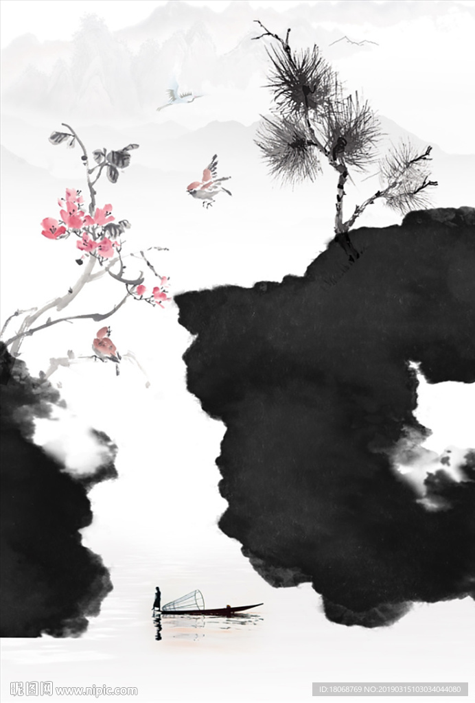 新中式抽象水墨山水装饰画