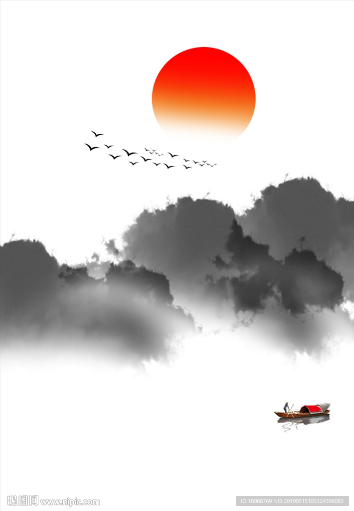 意境水墨抽象无框画素材