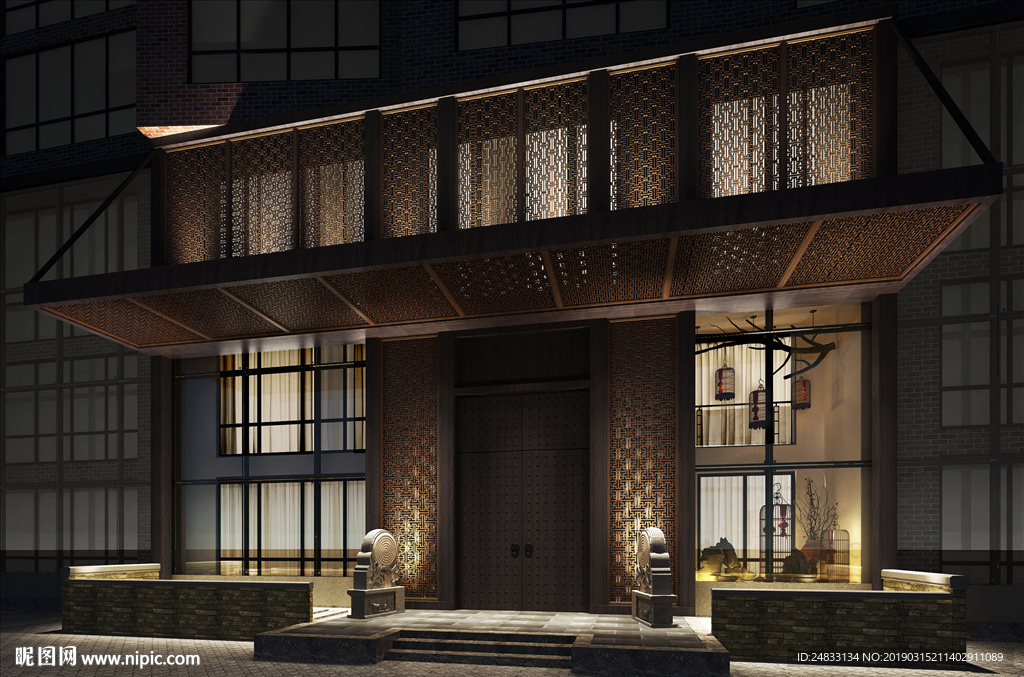 室外古典建筑门头