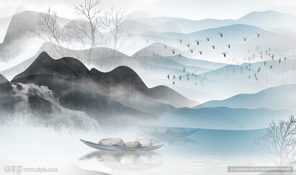 水墨山