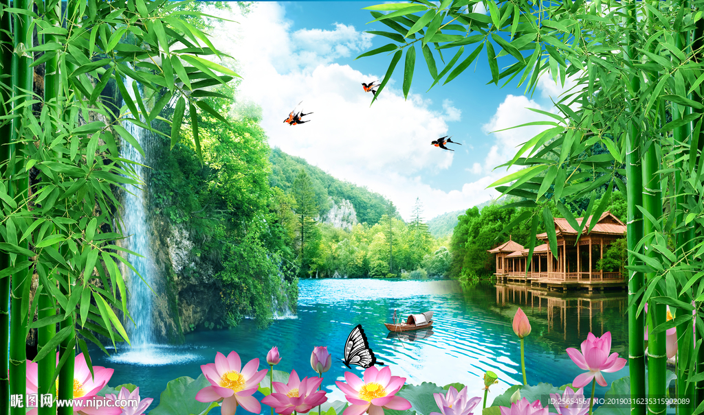 流水生财背景墙