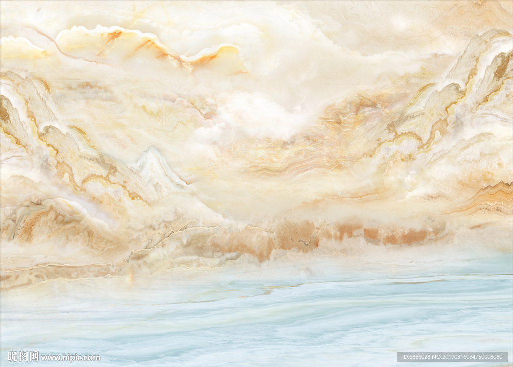 新中式大理石背景墙山水画