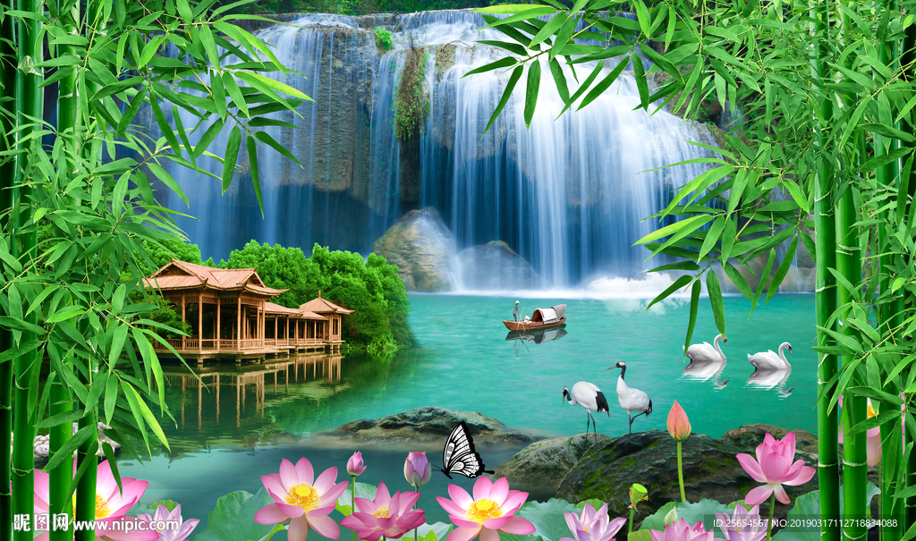 流水生财 背景墙