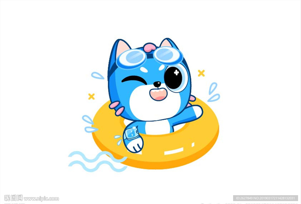 VI 设计吉祥物 手绘卡通蓝