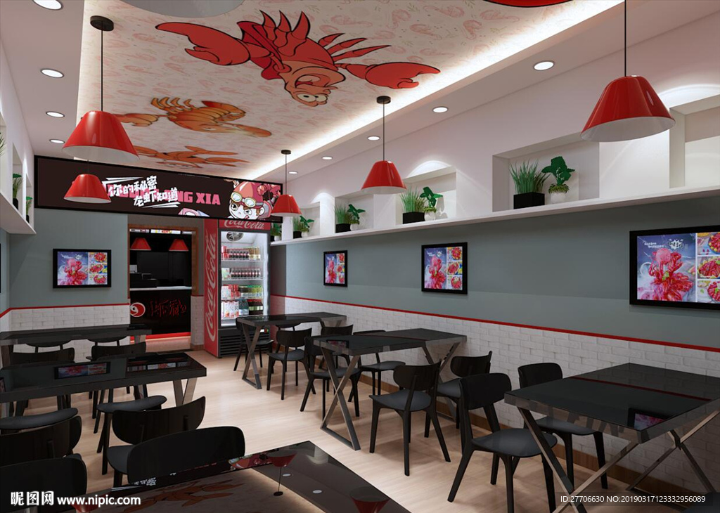 快餐店 装修 设计  龙虾店铺