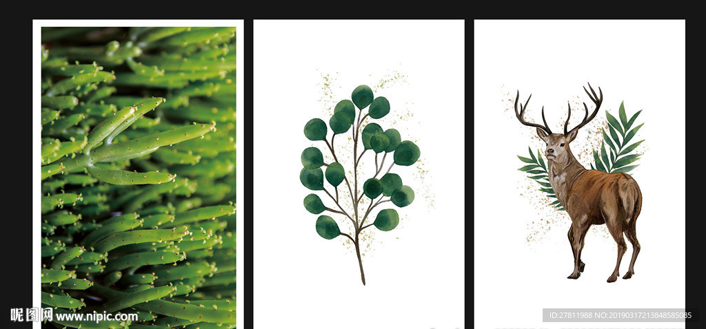 麋鹿风景装饰画