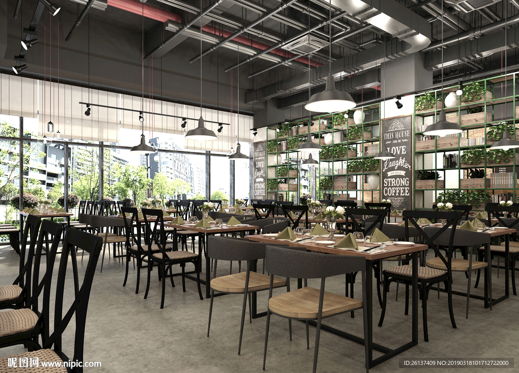 工业风  西餐厅  装饰架组合