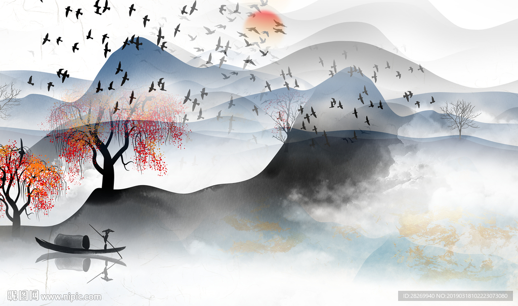 山水壁画