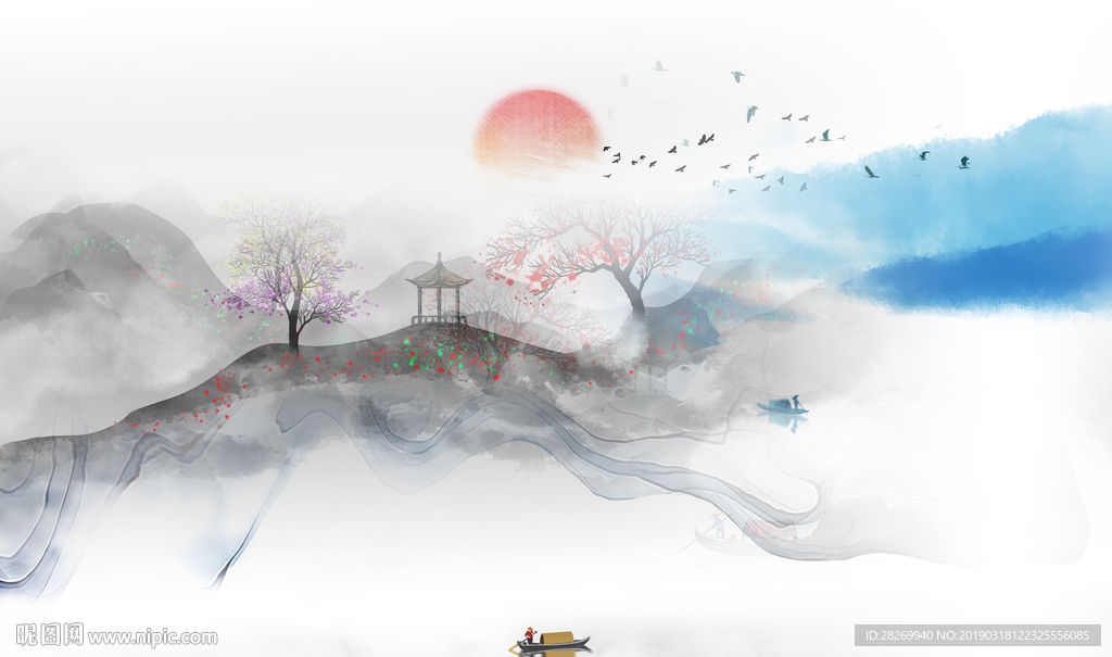水墨山