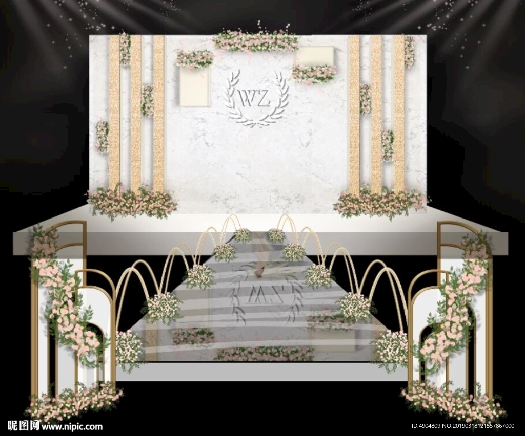 简洁香槟金婚礼效果