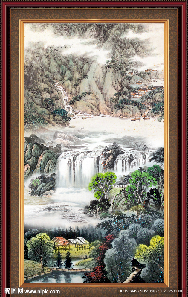 竖幅山水