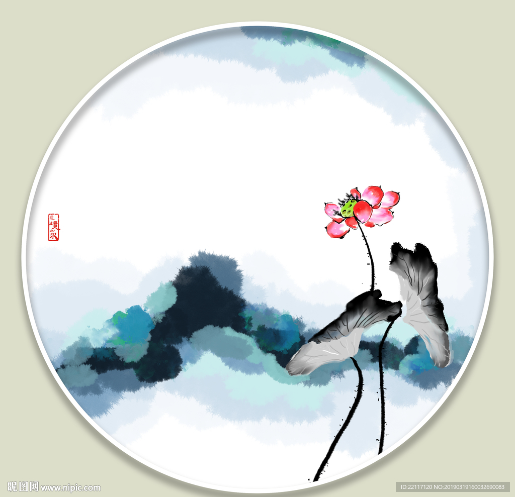 禅意荷花水墨
