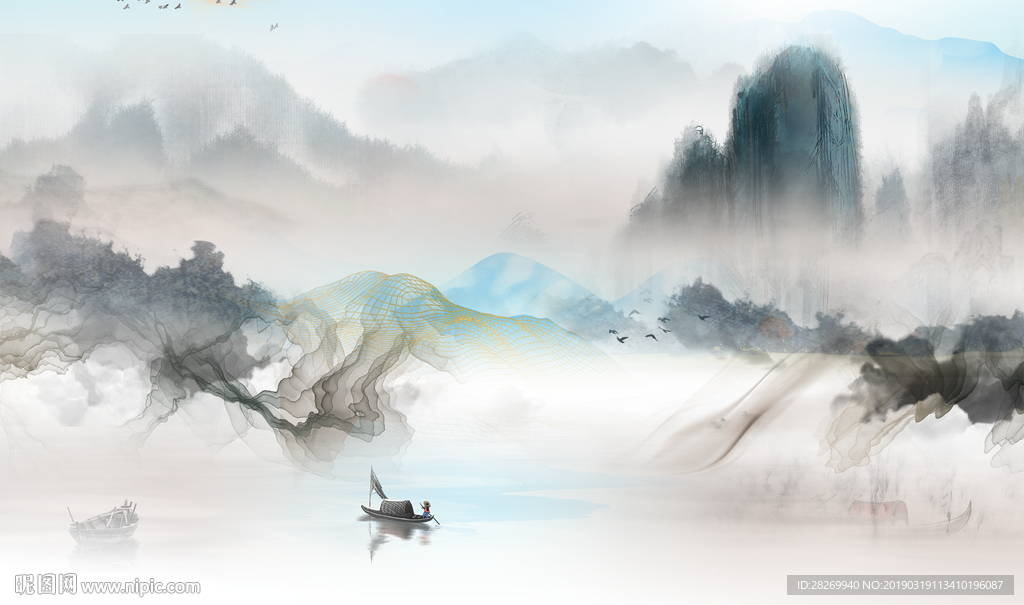 黑白山水